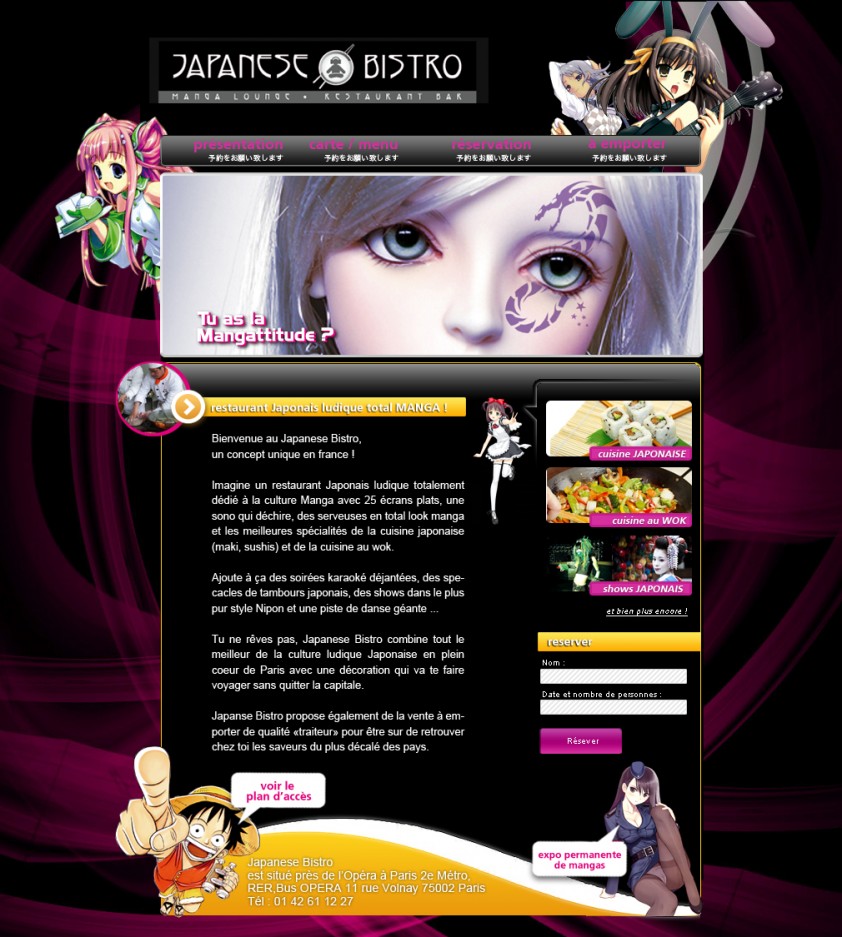 Page d'accueil du site Japanese Bistro